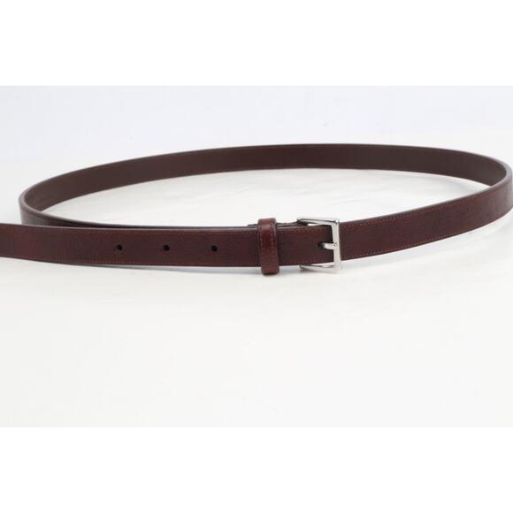 COACH Brown Cowhide Leather Skinny Dress Belt Silver Buckle Women’s Size L - Picture 11 of 13